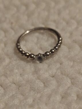 Pandora Beaded Silver Ring with Center Accent ALE 56
